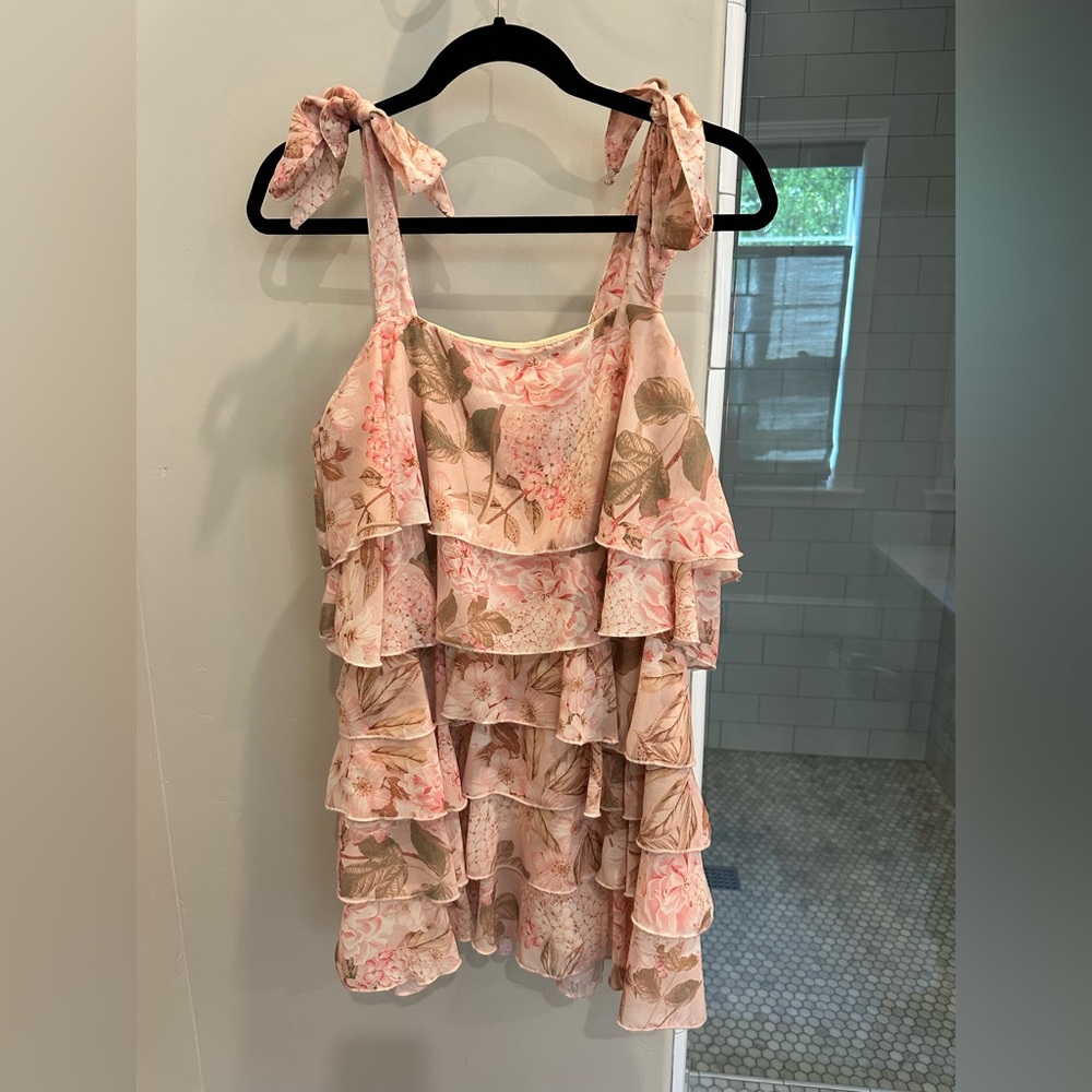 Show Me Your Mumu Rowen Ruffle Dress - HYDRANGEA BLOOMS